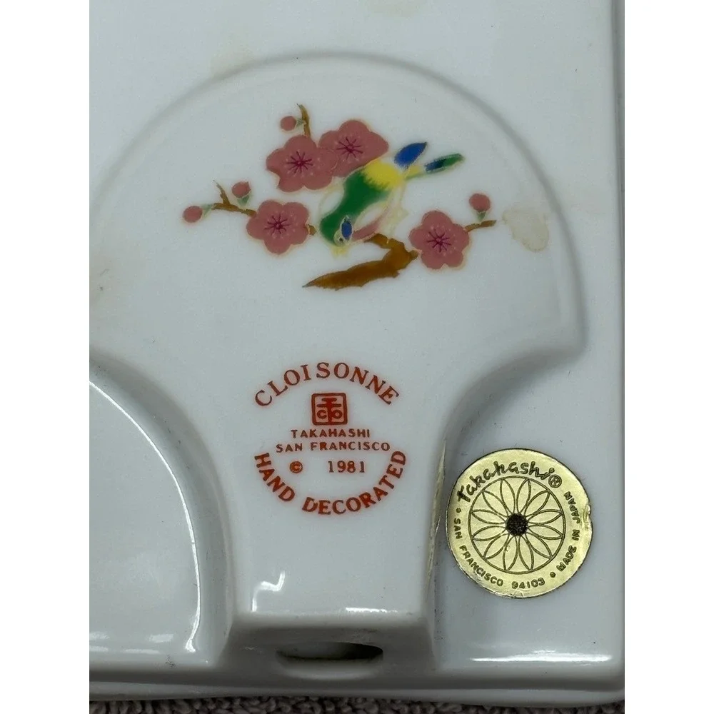 Vtg Takahashi San Francisco Cloisonne Picture Frame Blue Floral Bird Japan 1981